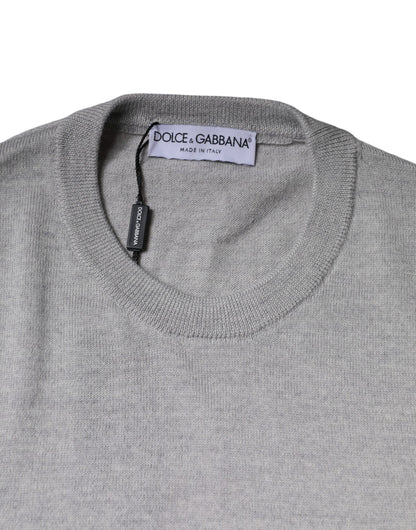 Pull en laine à col rond gris clair de Dolce &amp; Gabbana