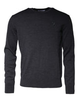 Pull en laine à col rond gris foncé de Dolce &amp; Gabbana