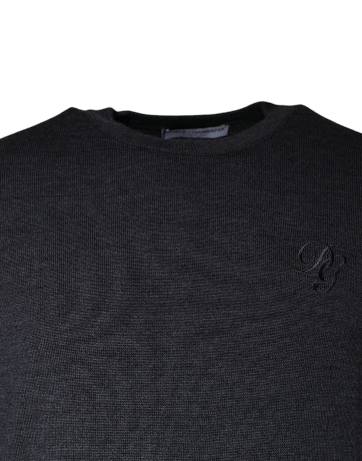 Pull en laine à col rond gris foncé de Dolce &amp; Gabbana