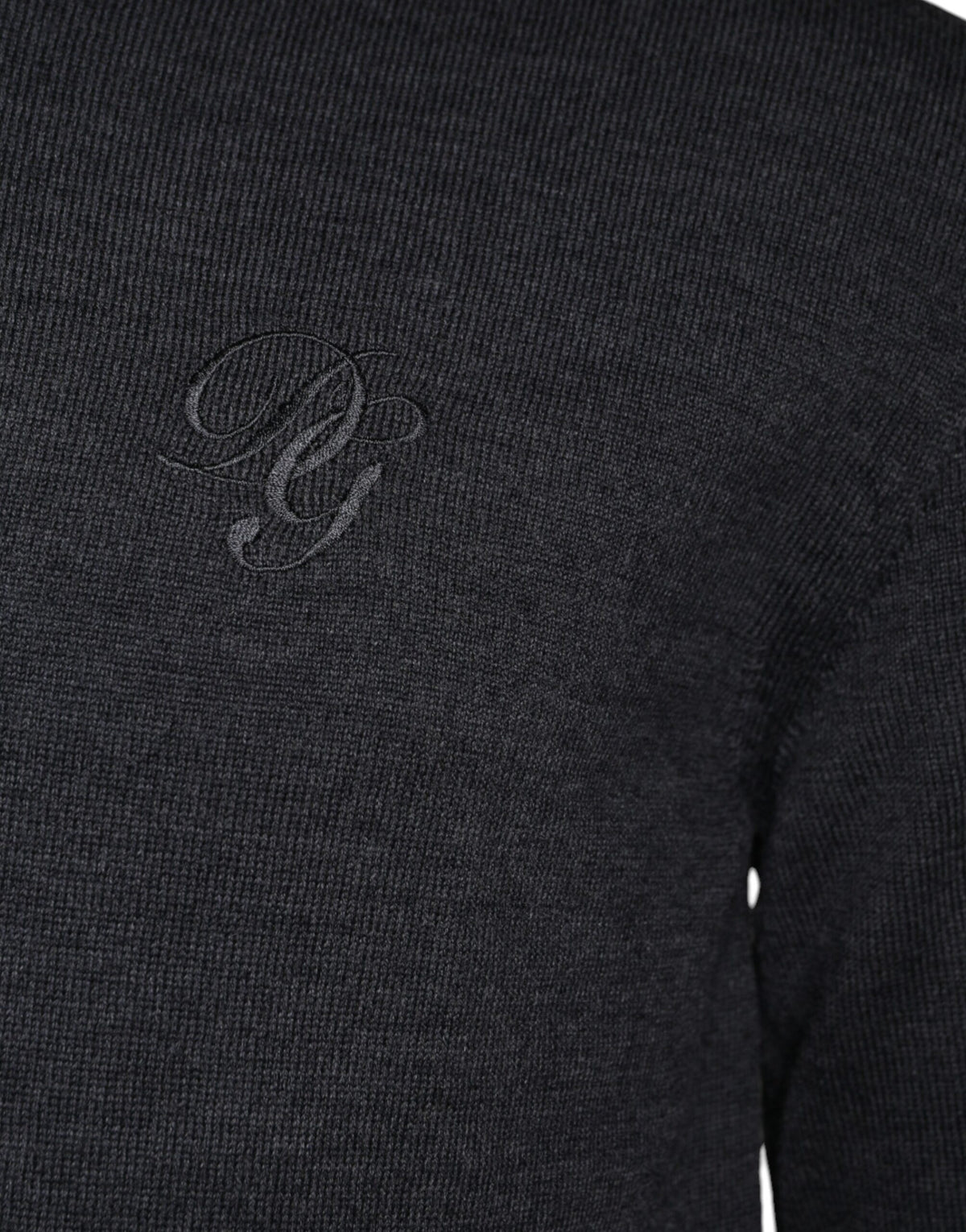 Pull en laine à col rond gris foncé de Dolce &amp; Gabbana