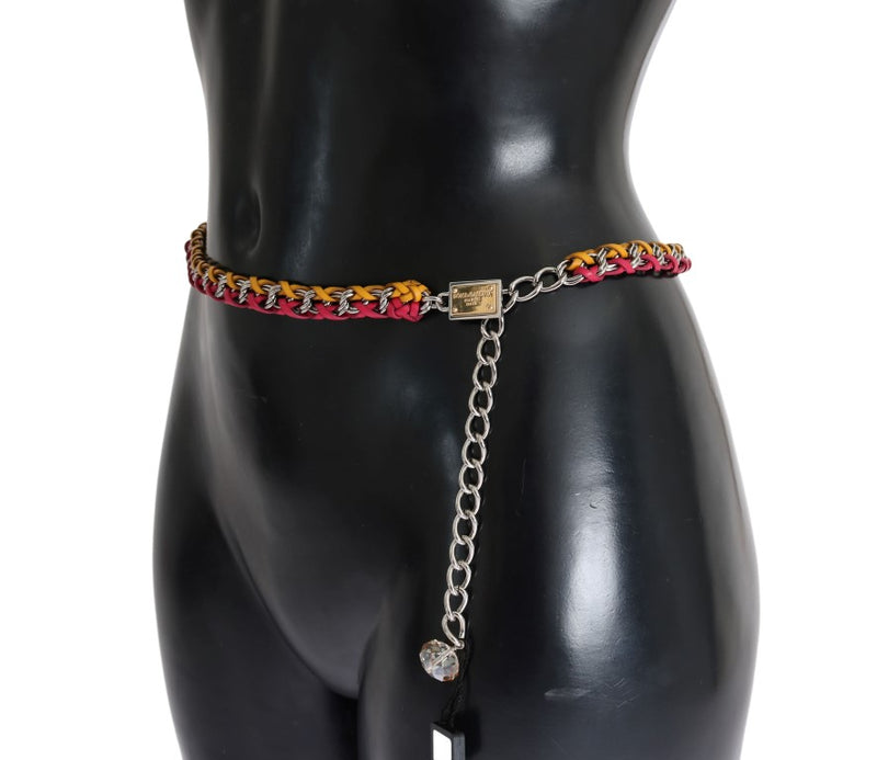 Ceinture en cuir rouge et jaune avec cristaux Dolce &amp; Gabbana