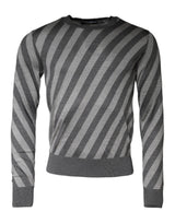 Pull en jersey à rayures grises, col rond et manches longues de Dolce &amp; Gabbana