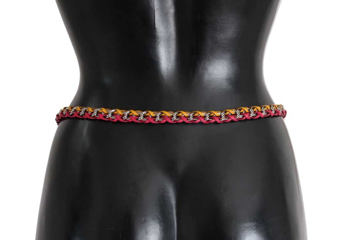 Ceinture en cuir rouge et jaune avec cristaux Dolce &amp; Gabbana