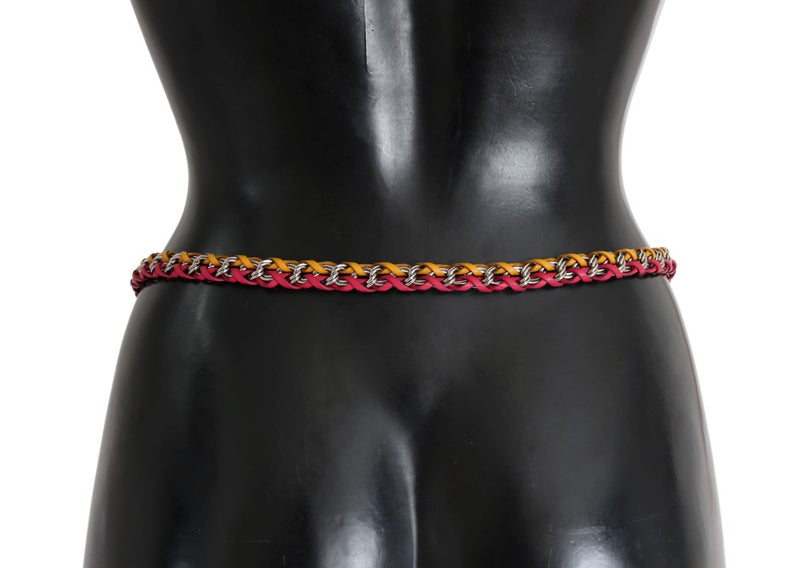 Ceinture en cuir rouge et jaune avec cristaux Dolce &amp; Gabbana