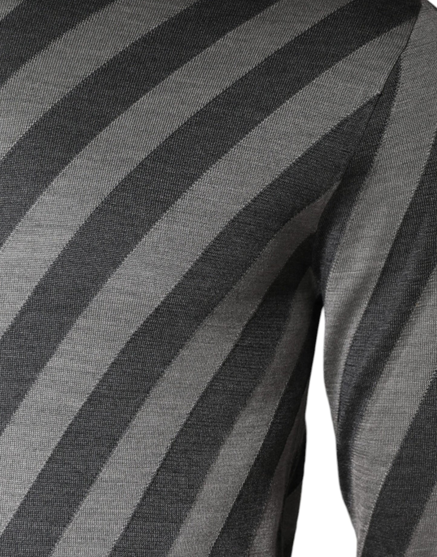 Dolce &amp; Gabbana grijze gestreepte trui met lange mouwen en ronde hals.