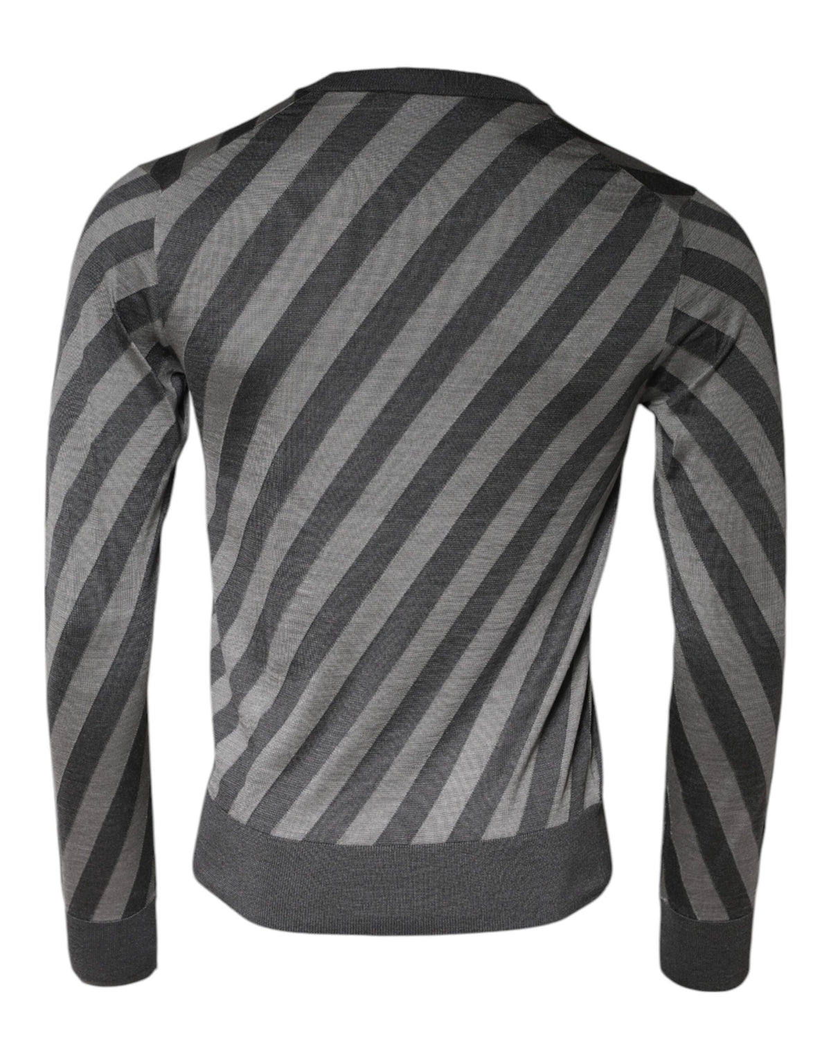 Pull en jersey à rayures grises, col rond et manches longues de Dolce &amp; Gabbana