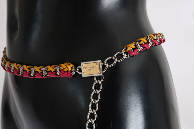 Ceinture en cuir rouge et jaune avec cristaux Dolce &amp; Gabbana