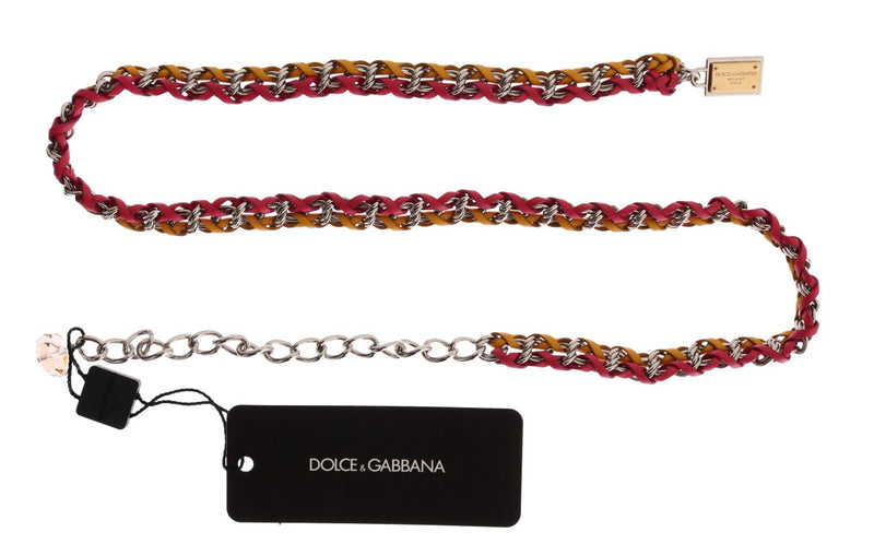 Ceinture en cuir rouge et jaune avec cristaux Dolce &amp; Gabbana
