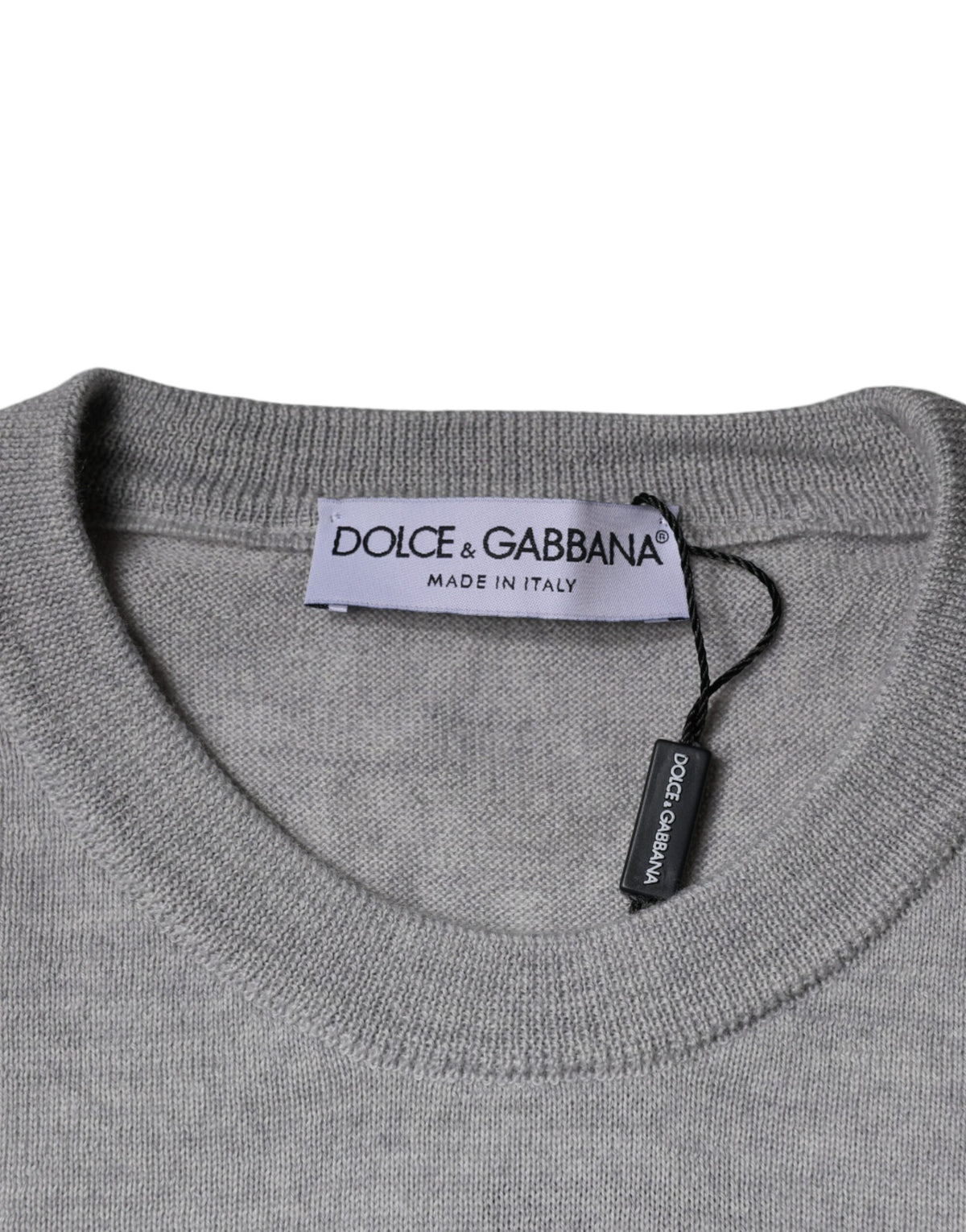 Pull en laine à col rond gris clair de Dolce &amp; Gabbana