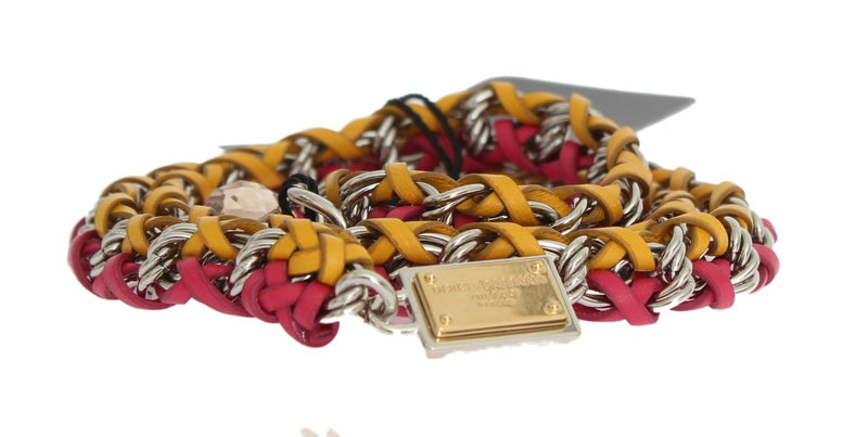 Ceinture en cuir rouge et jaune avec cristaux Dolce &amp; Gabbana