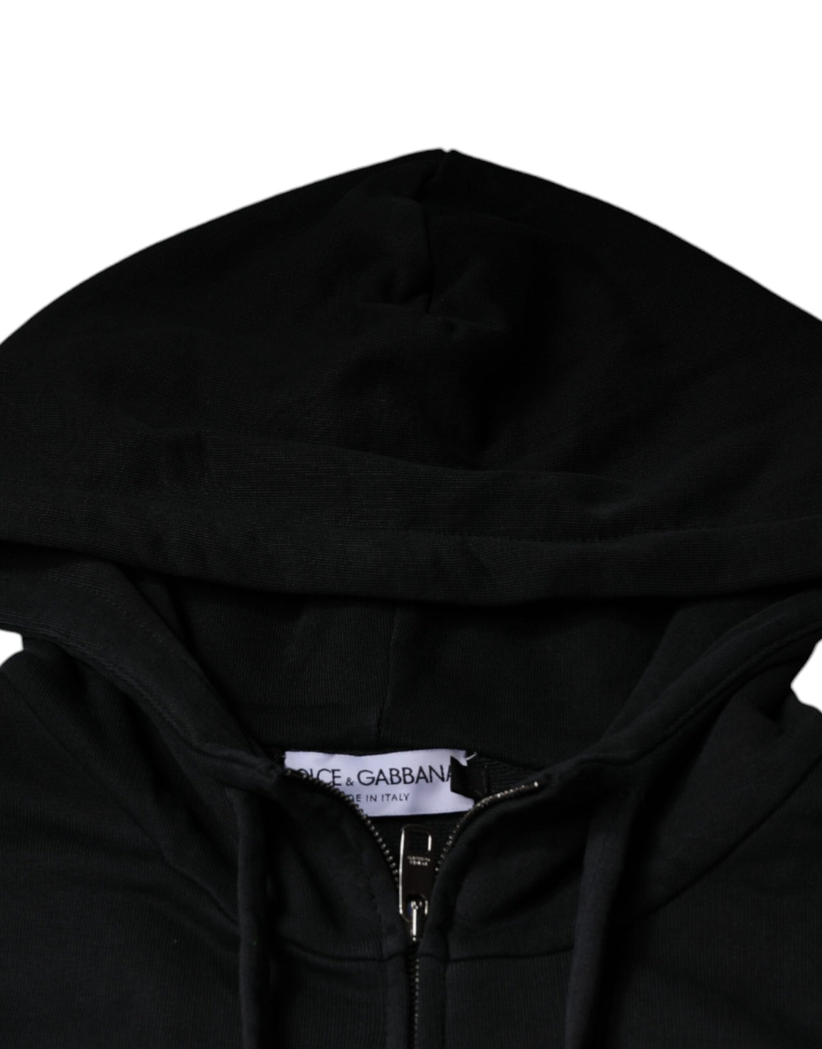 Pull à capuche à fermeture éclair avec plaque logo noire de Dolce &amp; Gabbana