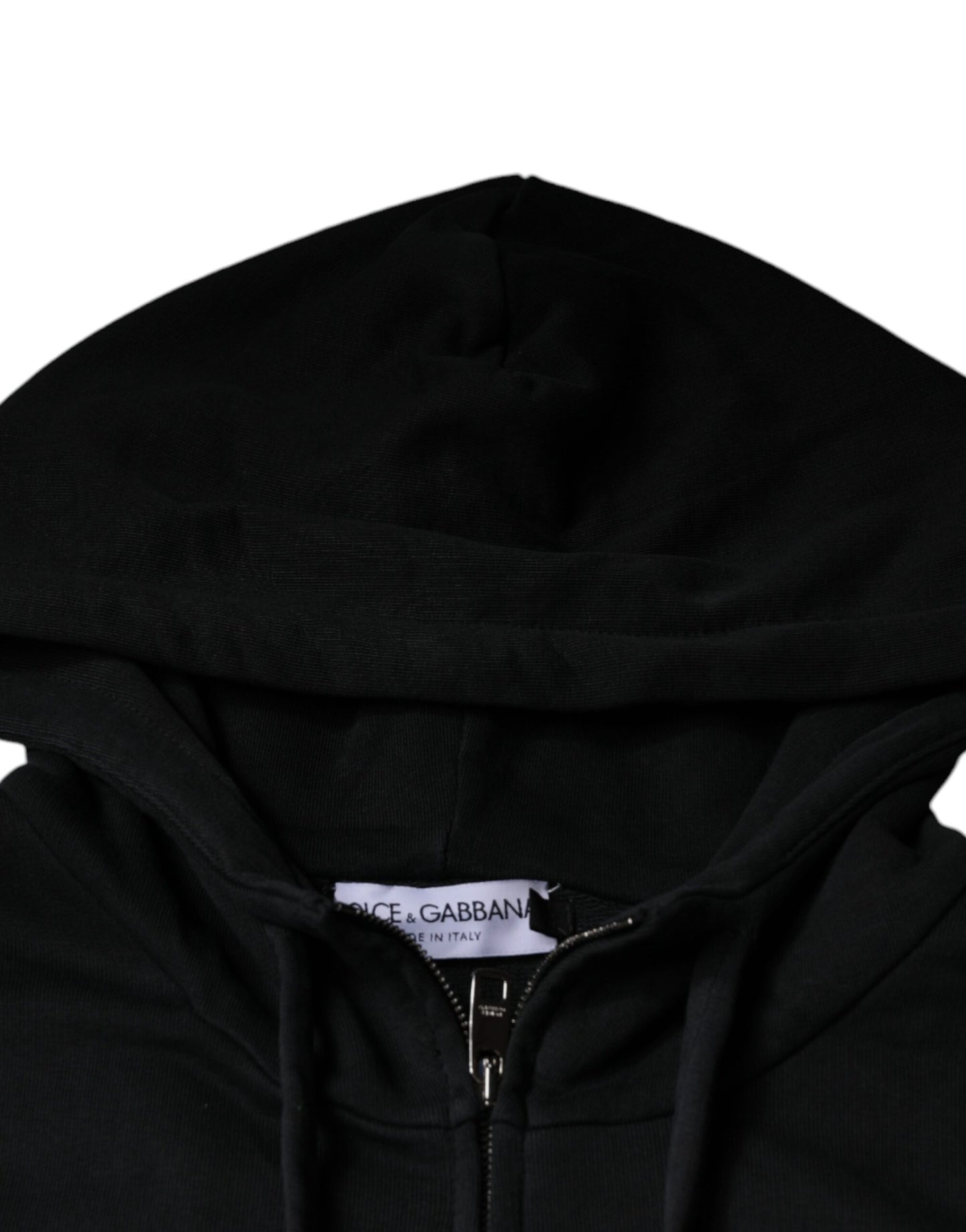 Dolce &amp; Gabbana zwarte trui met capuchon en logo-plaatje