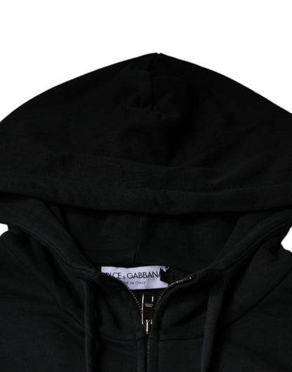 Dolce &amp; Gabbana zwarte trui met capuchon en logo-plaatje