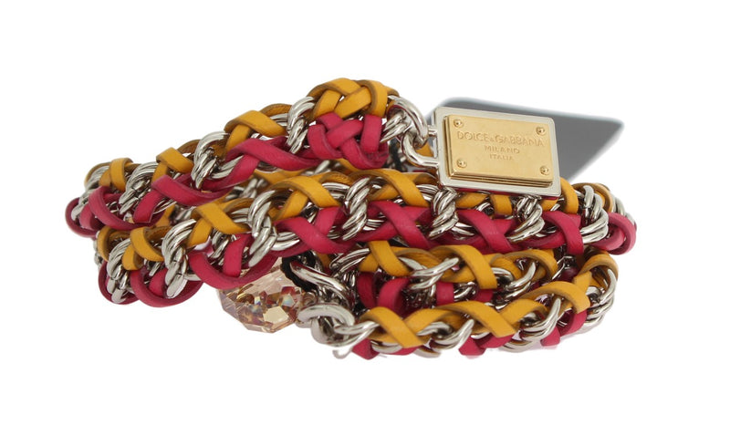 Ceinture en cuir rouge et jaune avec cristaux Dolce &amp; Gabbana