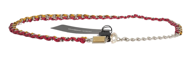 Ceinture en cuir rouge et jaune avec cristaux Dolce &amp; Gabbana
