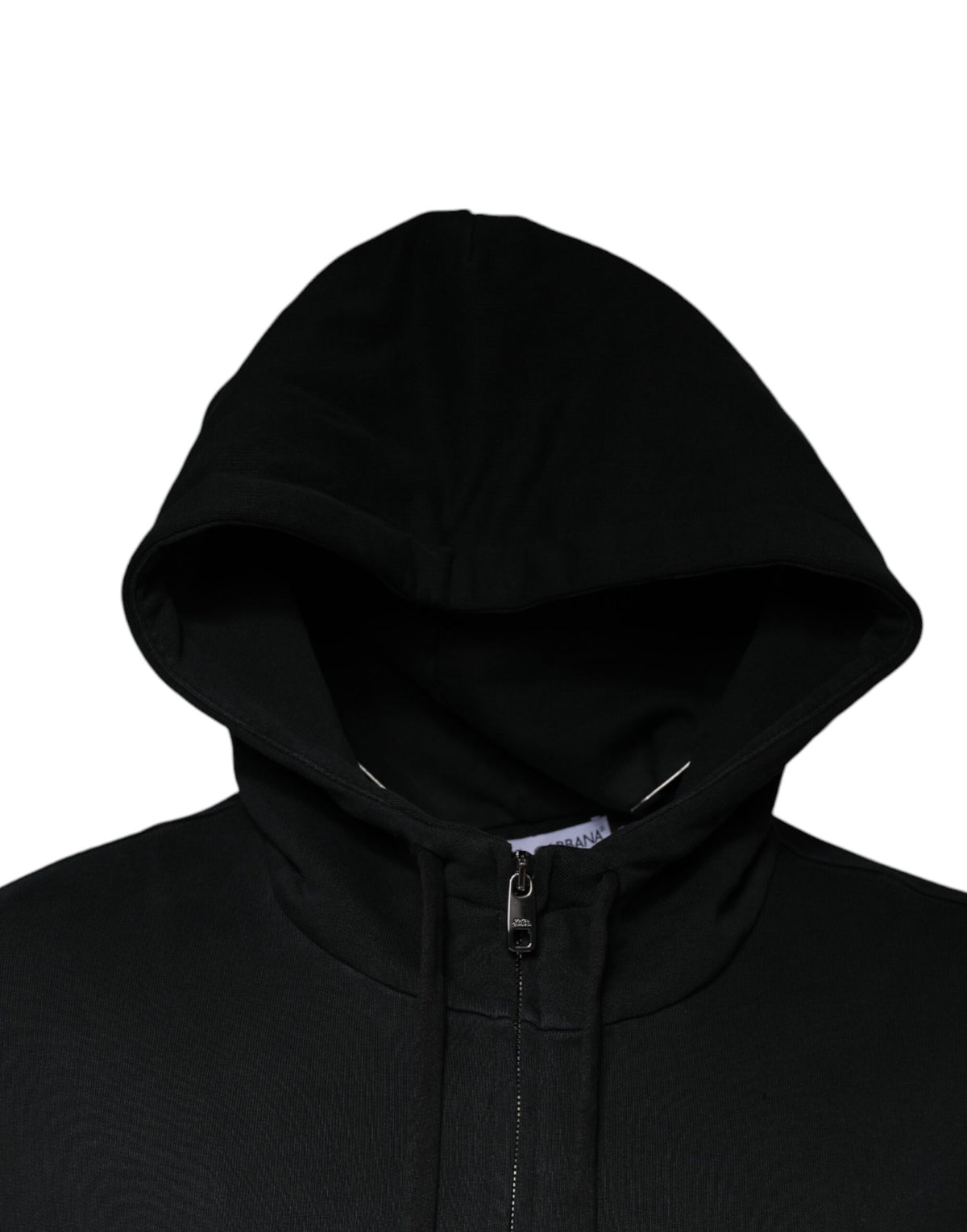 Pull à capuche à fermeture éclair avec plaque logo noire de Dolce &amp; Gabbana