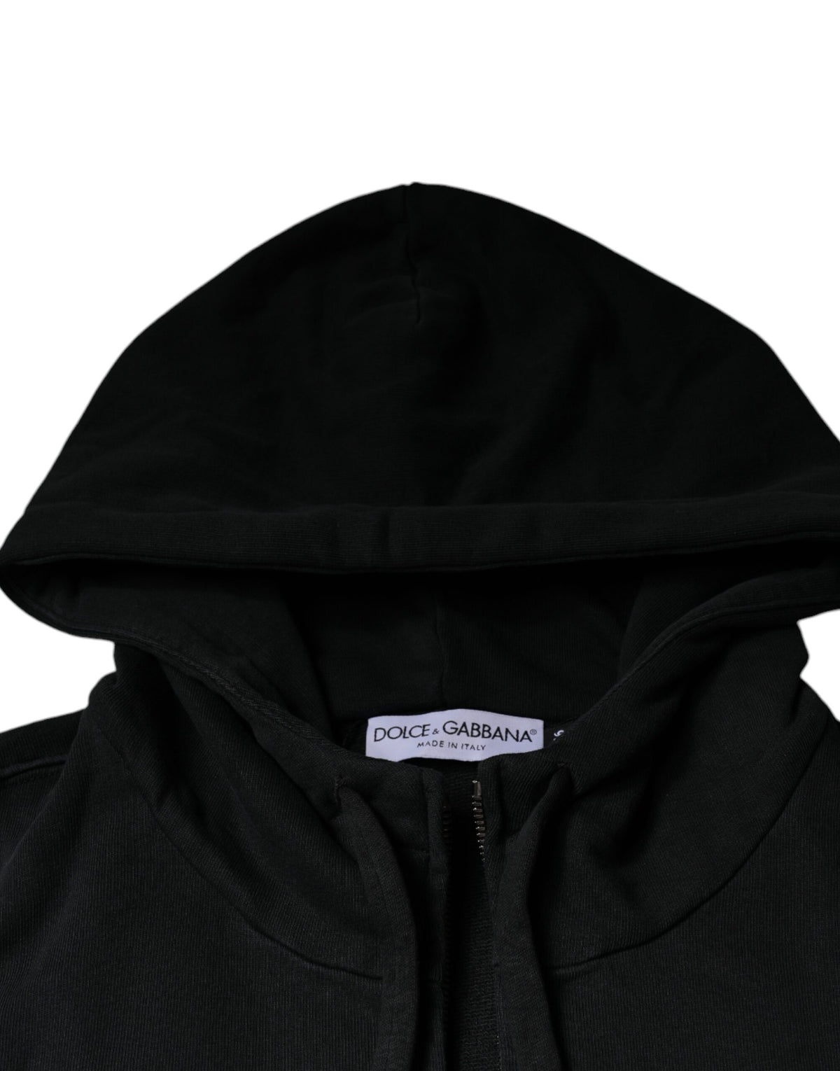 Pull à capuche à fermeture éclair avec plaque logo noire de Dolce &amp; Gabbana