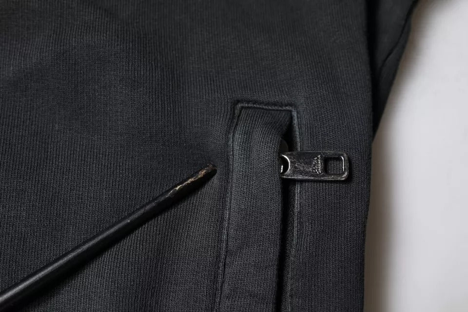 Pull à capuche à fermeture éclair avec plaque logo noire de Dolce &amp; Gabbana