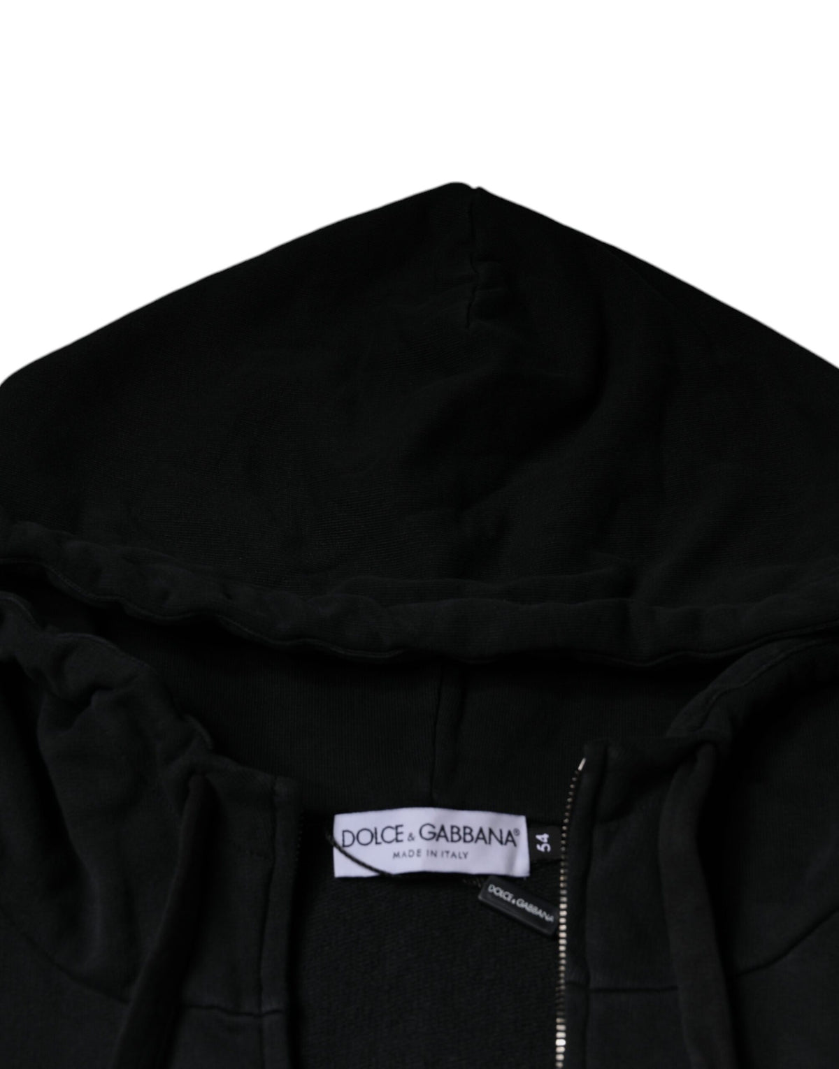 Pull à capuche à fermeture éclair avec plaque logo noire de Dolce &amp; Gabbana
