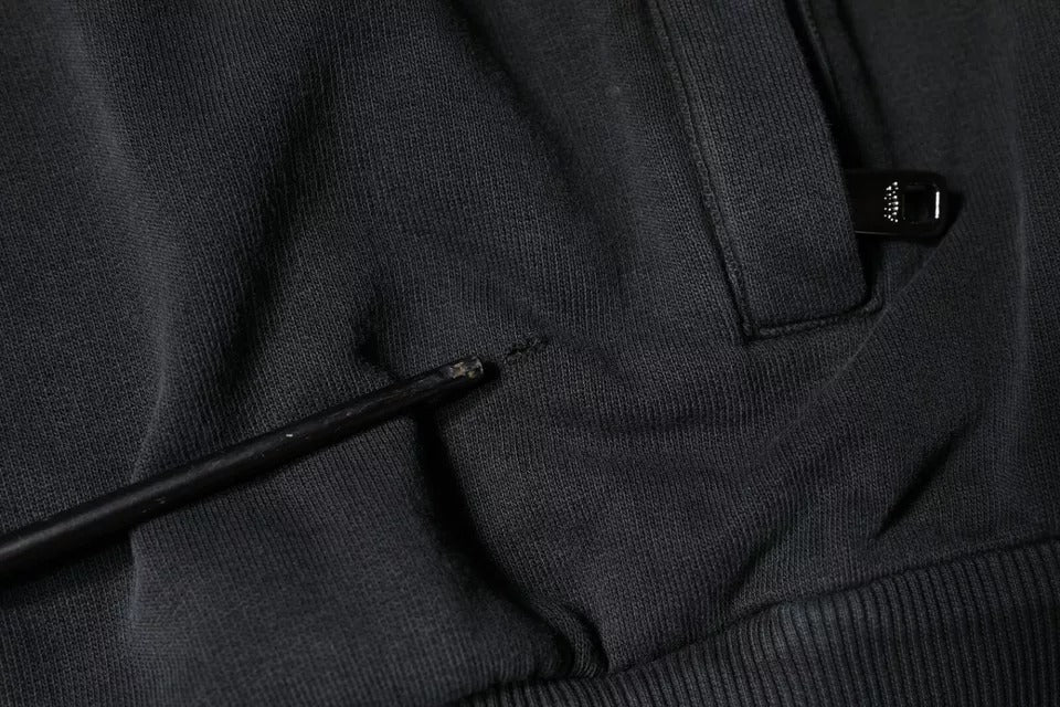 Pull à capuche à fermeture éclair avec plaque logo noire de Dolce &amp; Gabbana