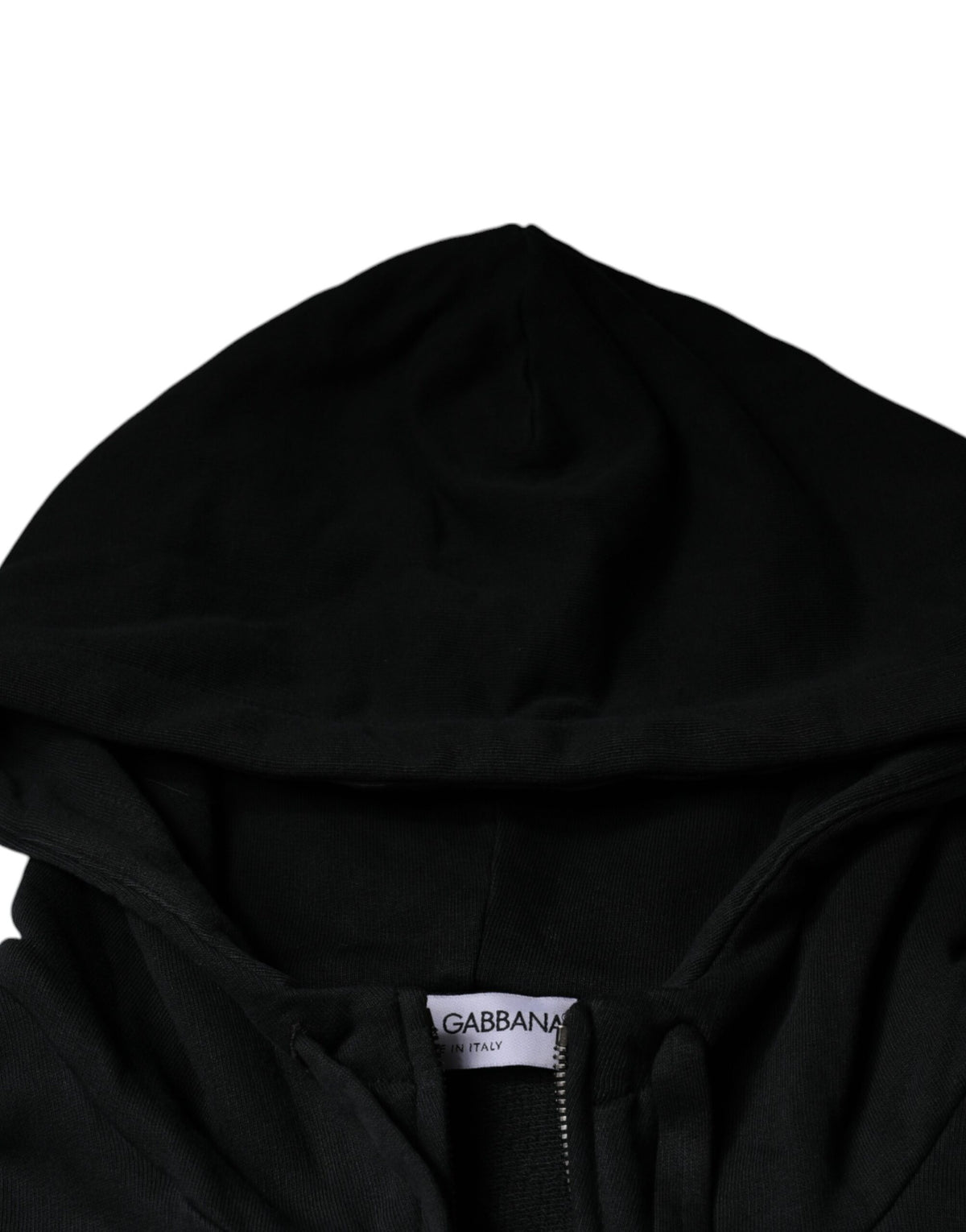 Pull à capuche à fermeture éclair avec plaque logo noire de Dolce &amp; Gabbana