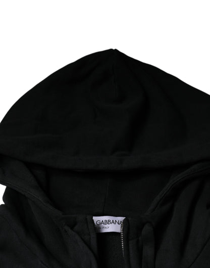 Dolce &amp; Gabbana zwarte trui met capuchon en logo-plaatje