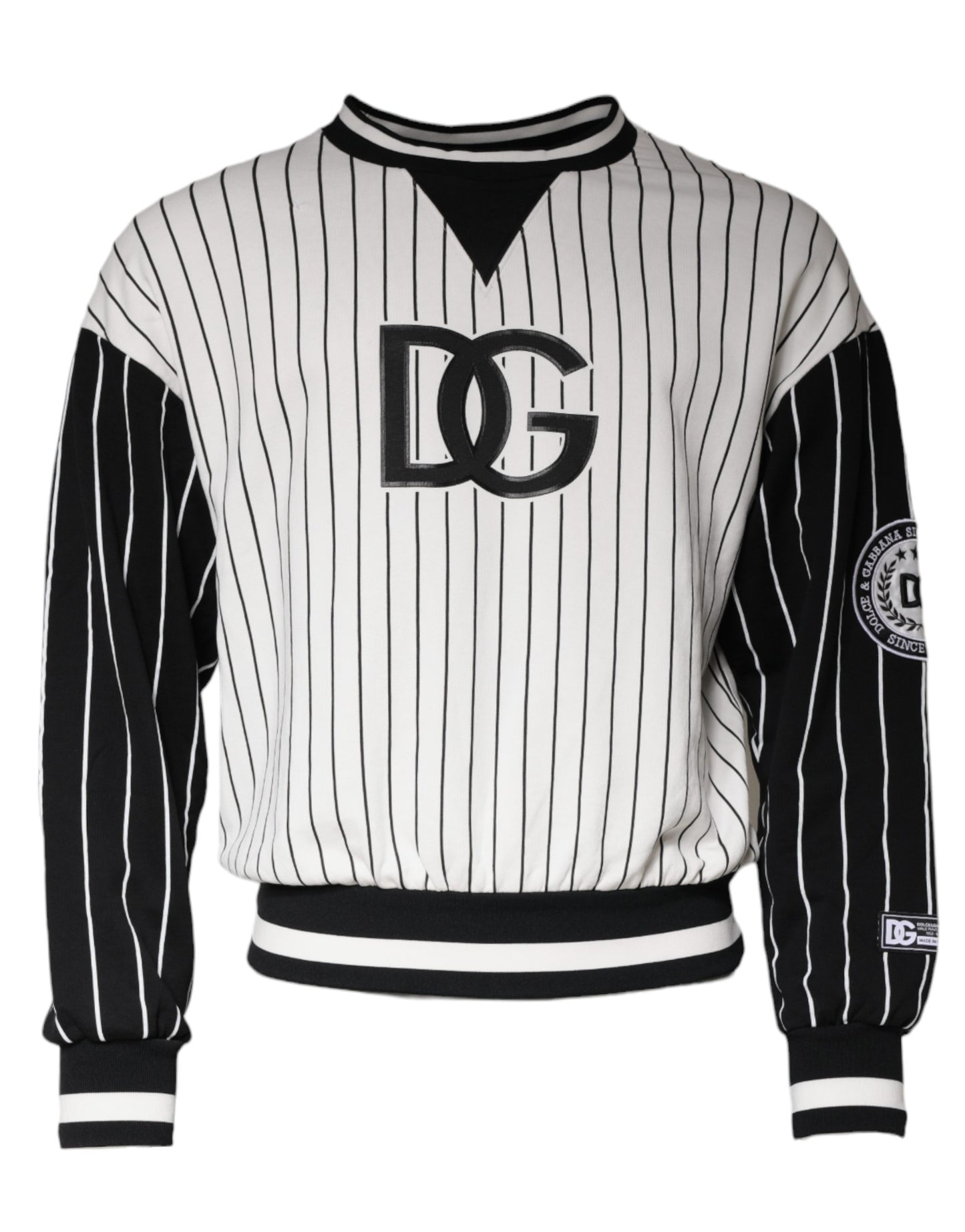 Pull en jersey à rayures noires et blanches avec logo Dolce &amp; Gabbana
