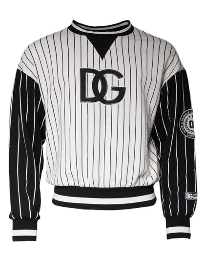Pull en jersey à rayures noires et blanches avec logo Dolce &amp; Gabbana