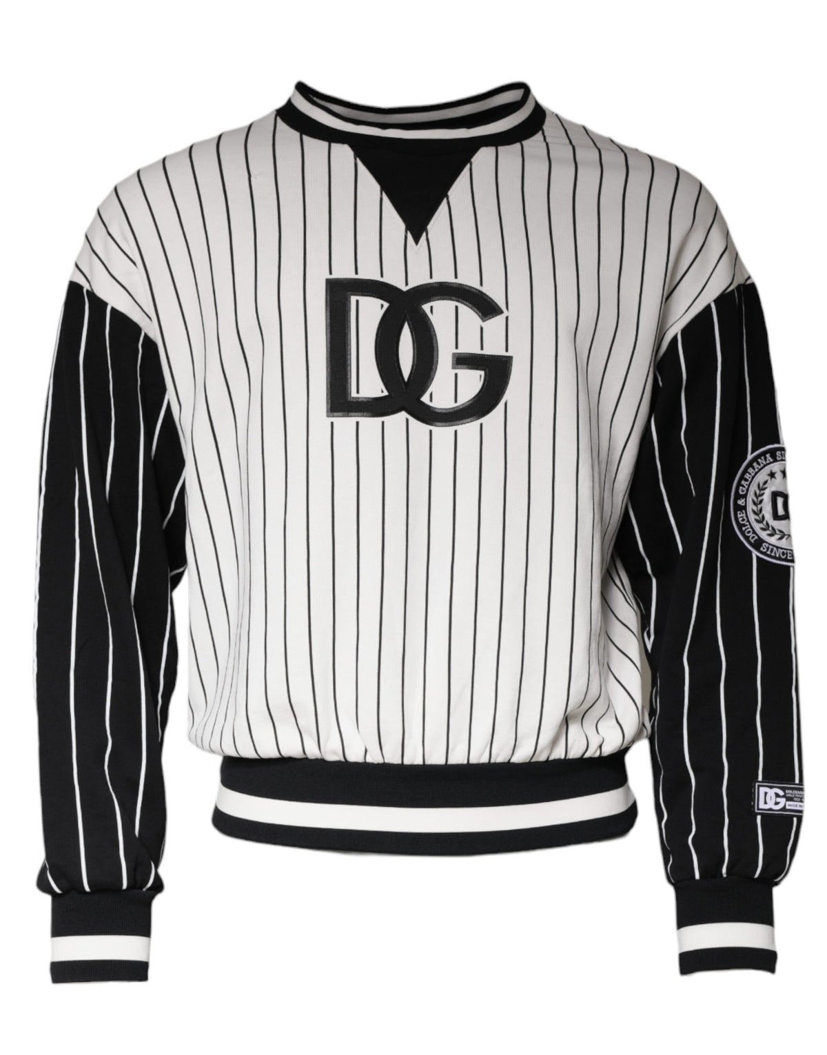 Pull en jersey à rayures noires et blanches avec logo Dolce &amp; Gabbana