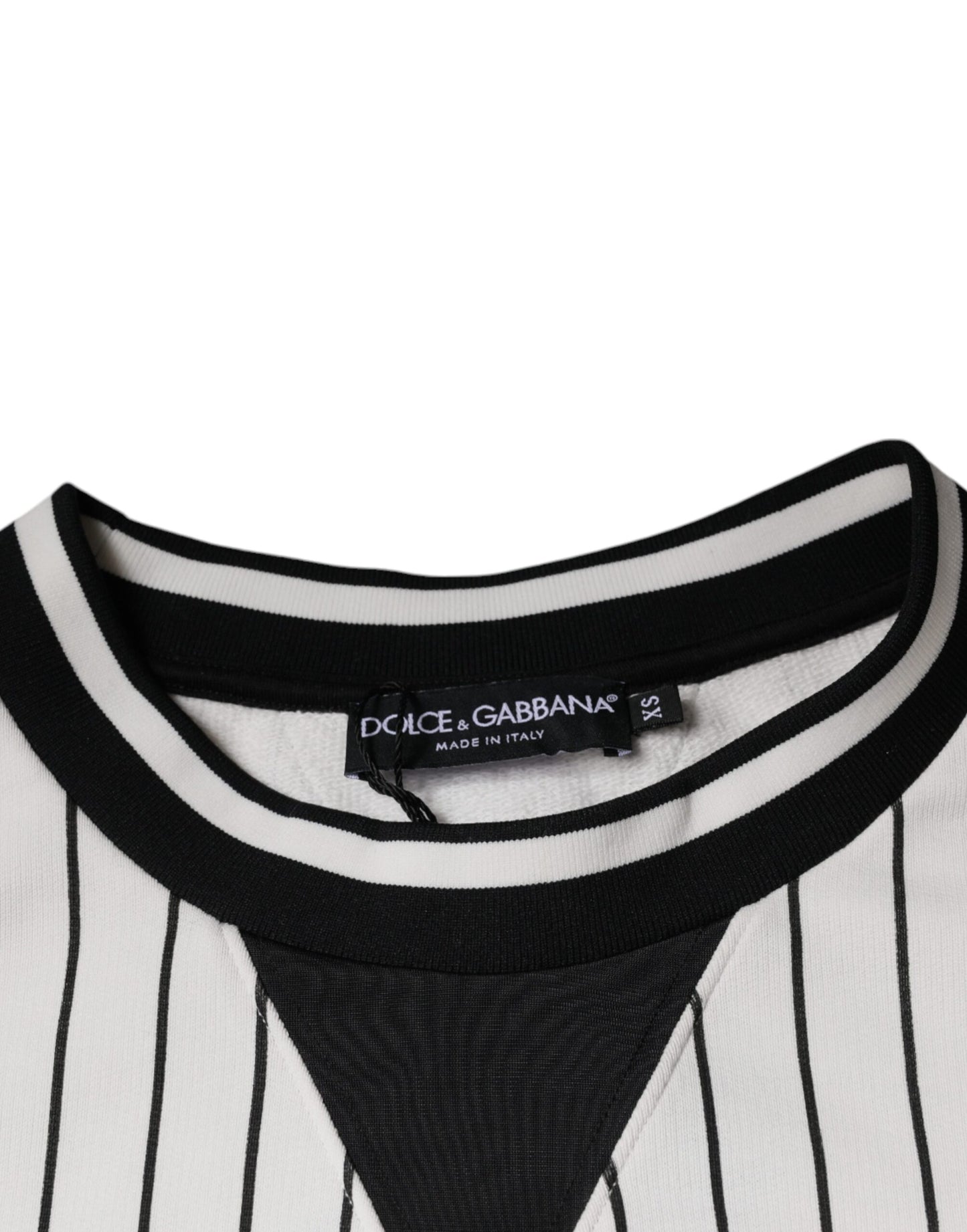 Pull en jersey à rayures noires et blanches avec logo Dolce &amp; Gabbana