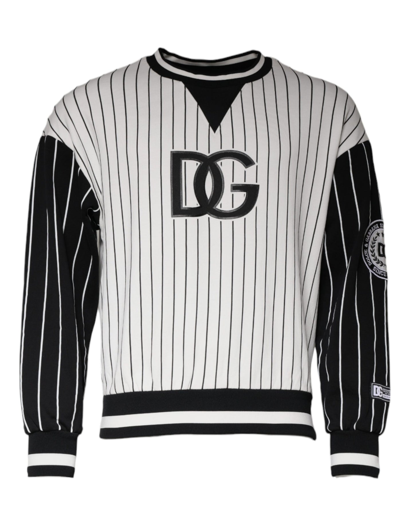 Pull en jersey à rayures noires et blanches avec logo Dolce &amp; Gabbana