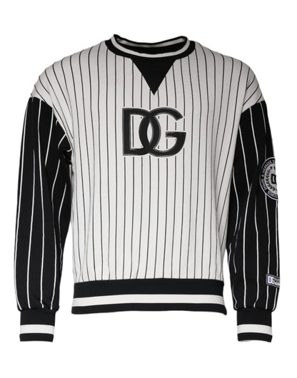 Pull en jersey à rayures noires et blanches avec logo Dolce &amp; Gabbana