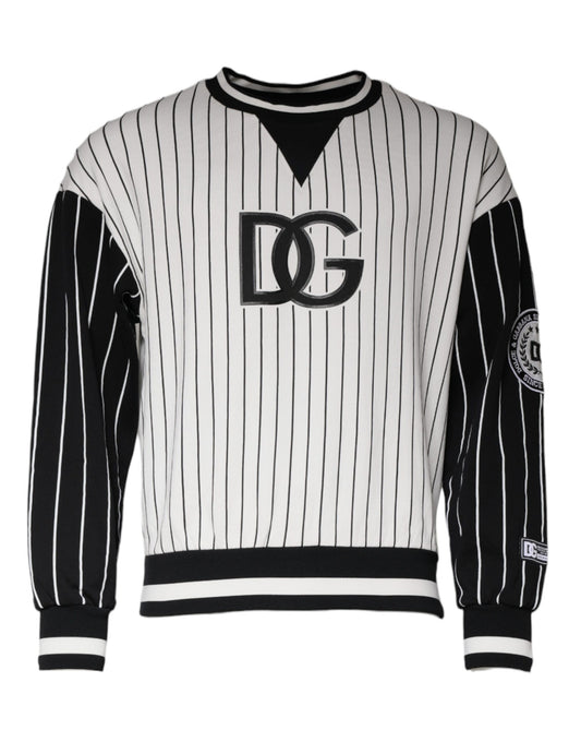 Pull en jersey à rayures noires et blanches avec logo Dolce &amp; Gabbana