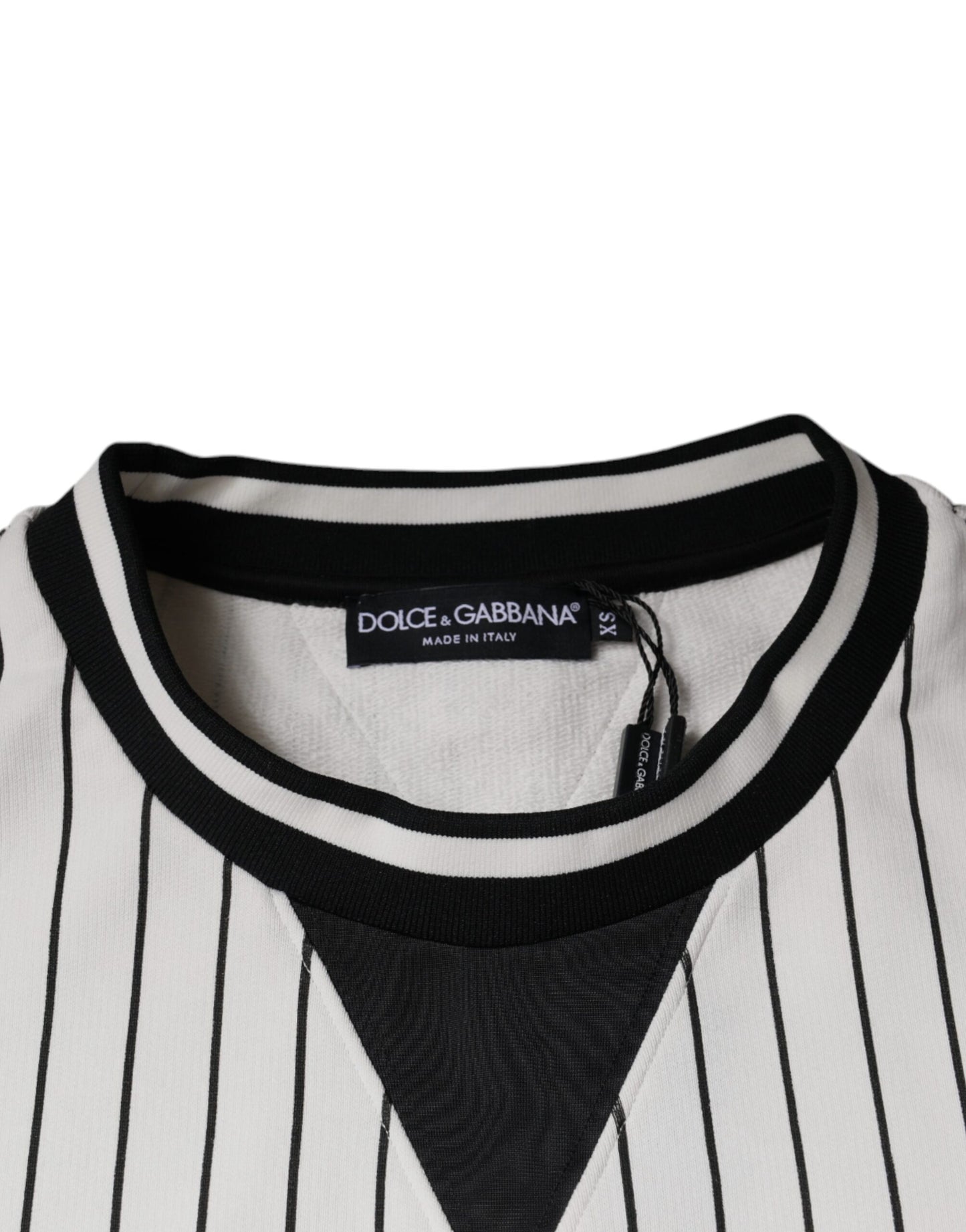 Pull en jersey à rayures noires et blanches avec logo Dolce &amp; Gabbana