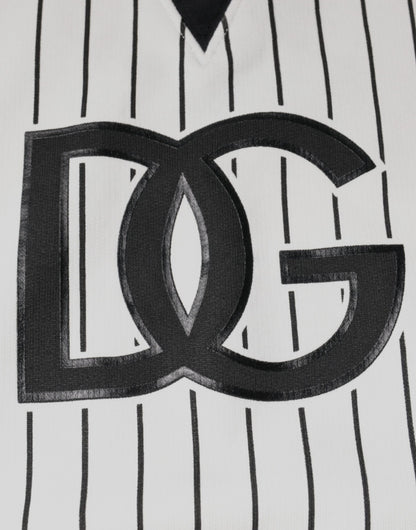 Pull en jersey à rayures noires et blanches avec logo Dolce &amp; Gabbana
