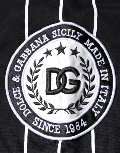 Pull en jersey à rayures noires et blanches avec logo Dolce &amp; Gabbana
