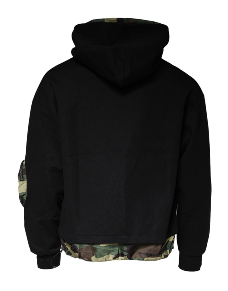 Sweat à capuche en coton noir avec poches de Dolce &amp; Gabbana