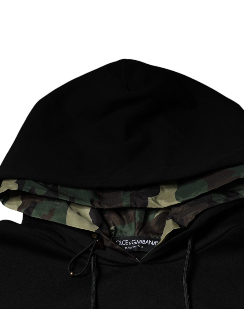 Sweat à capuche en coton noir avec poches de Dolce &amp; Gabbana