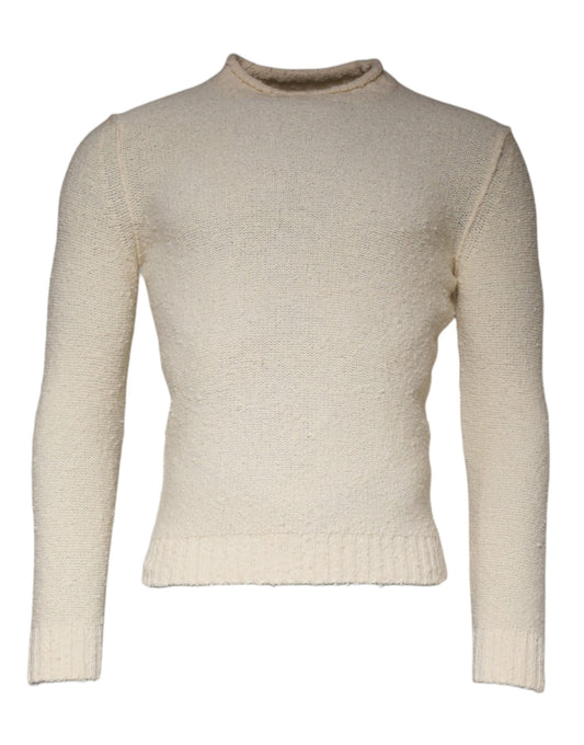 Pull en laine beige à manches longues et col rond, KANGRA