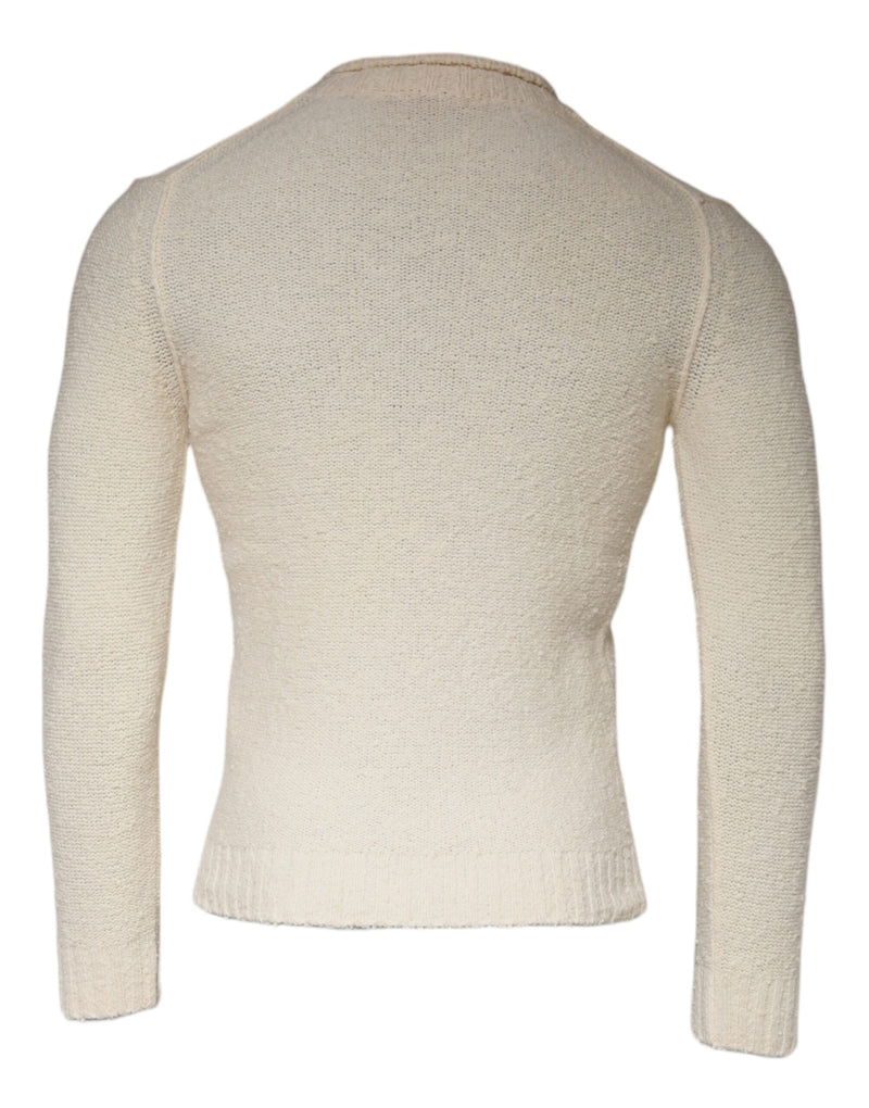 Pull en laine beige à manches longues et col rond, KANGRA