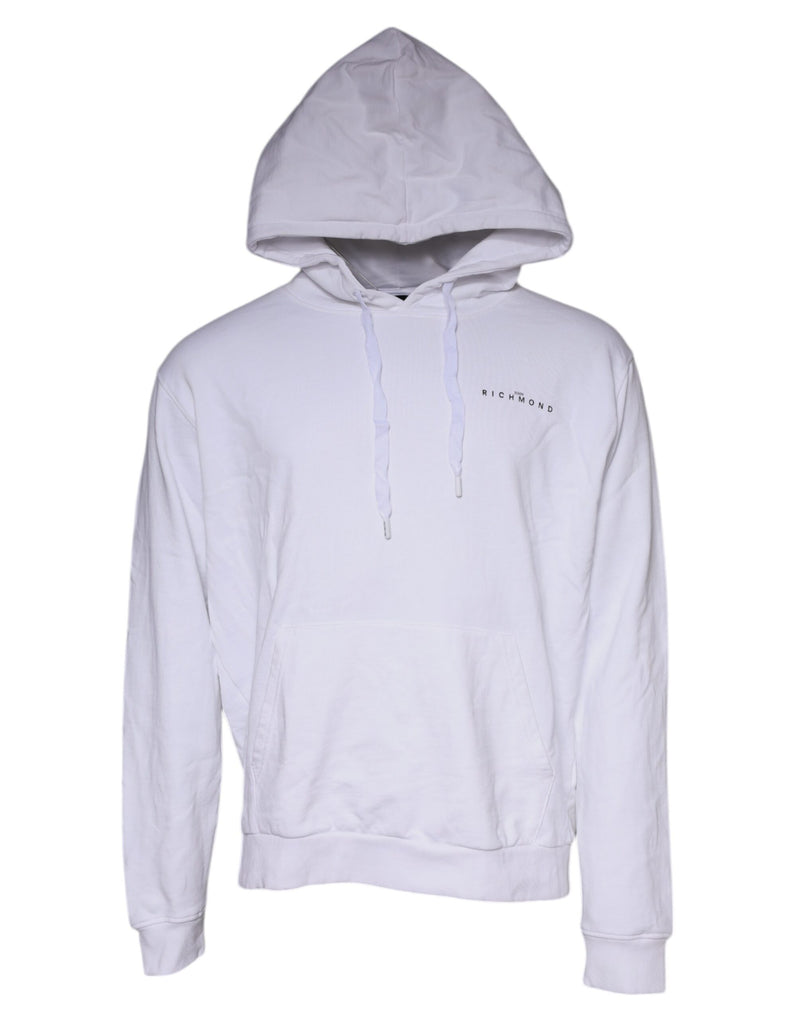 Sweat à capuche en coton blanc avec logo John Richmond
