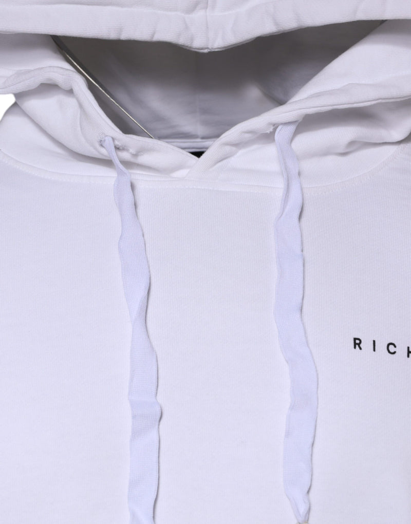 Sweat à capuche en coton blanc avec logo John Richmond