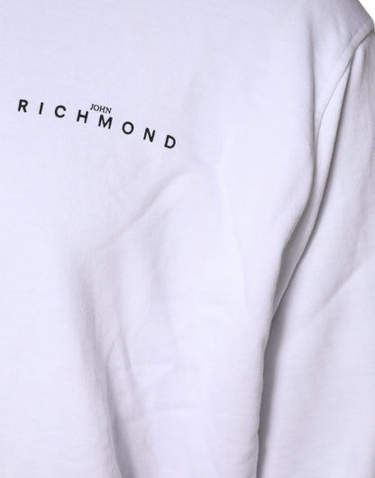 Sweat à capuche en coton blanc avec logo John Richmond
