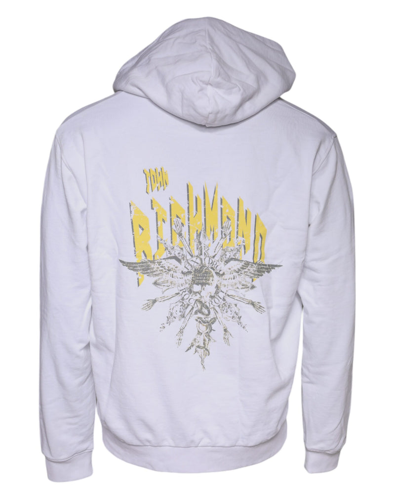 Sweat à capuche en coton blanc avec logo John Richmond