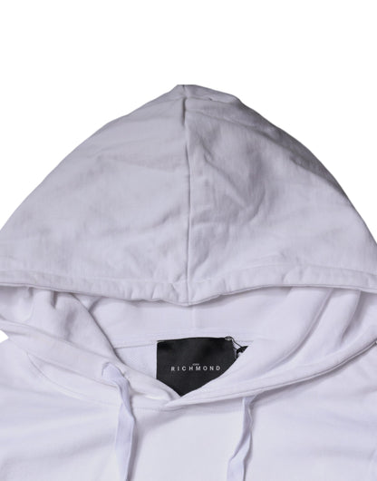 Sweat à capuche en coton blanc avec logo John Richmond
