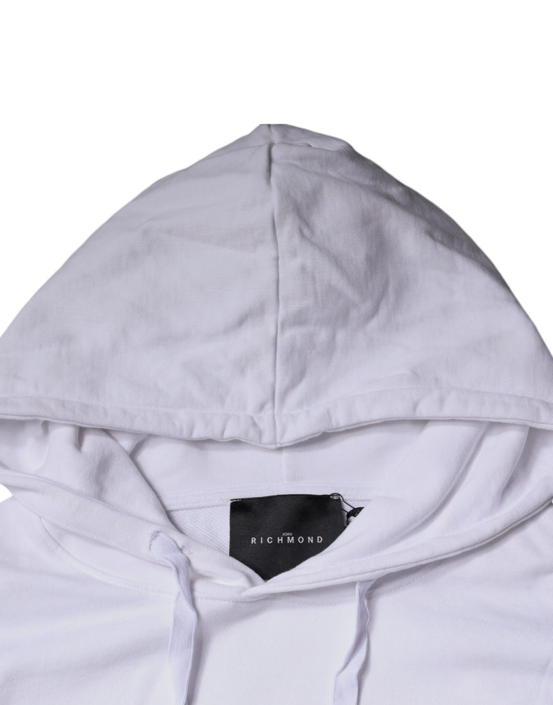 Sweat à capuche en coton blanc avec logo John Richmond