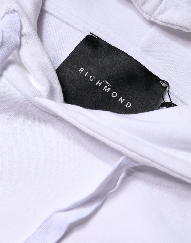 Sweat à capuche en coton blanc avec logo John Richmond