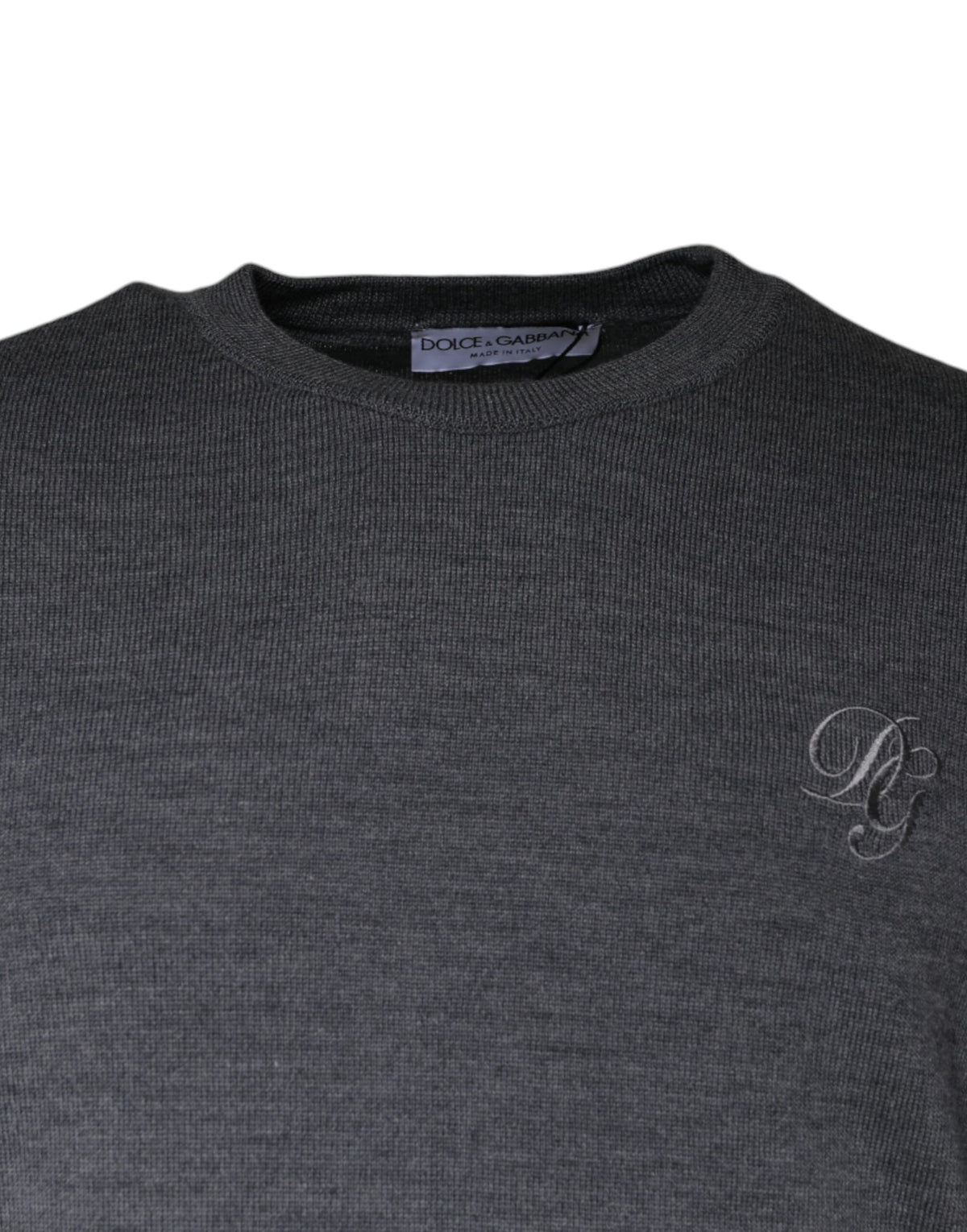 Pull en laine à col rond gris foncé de Dolce &amp; Gabbana