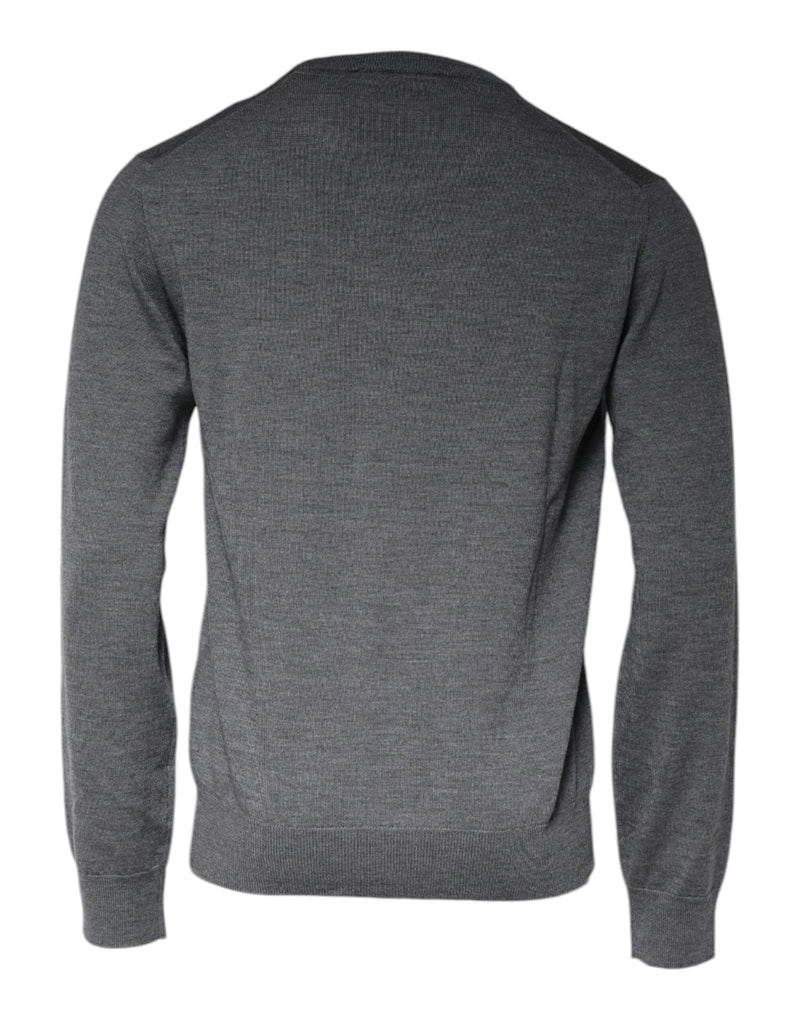 Dolce &amp; Gabbana donkergrijze wollen trui met ronde hals.