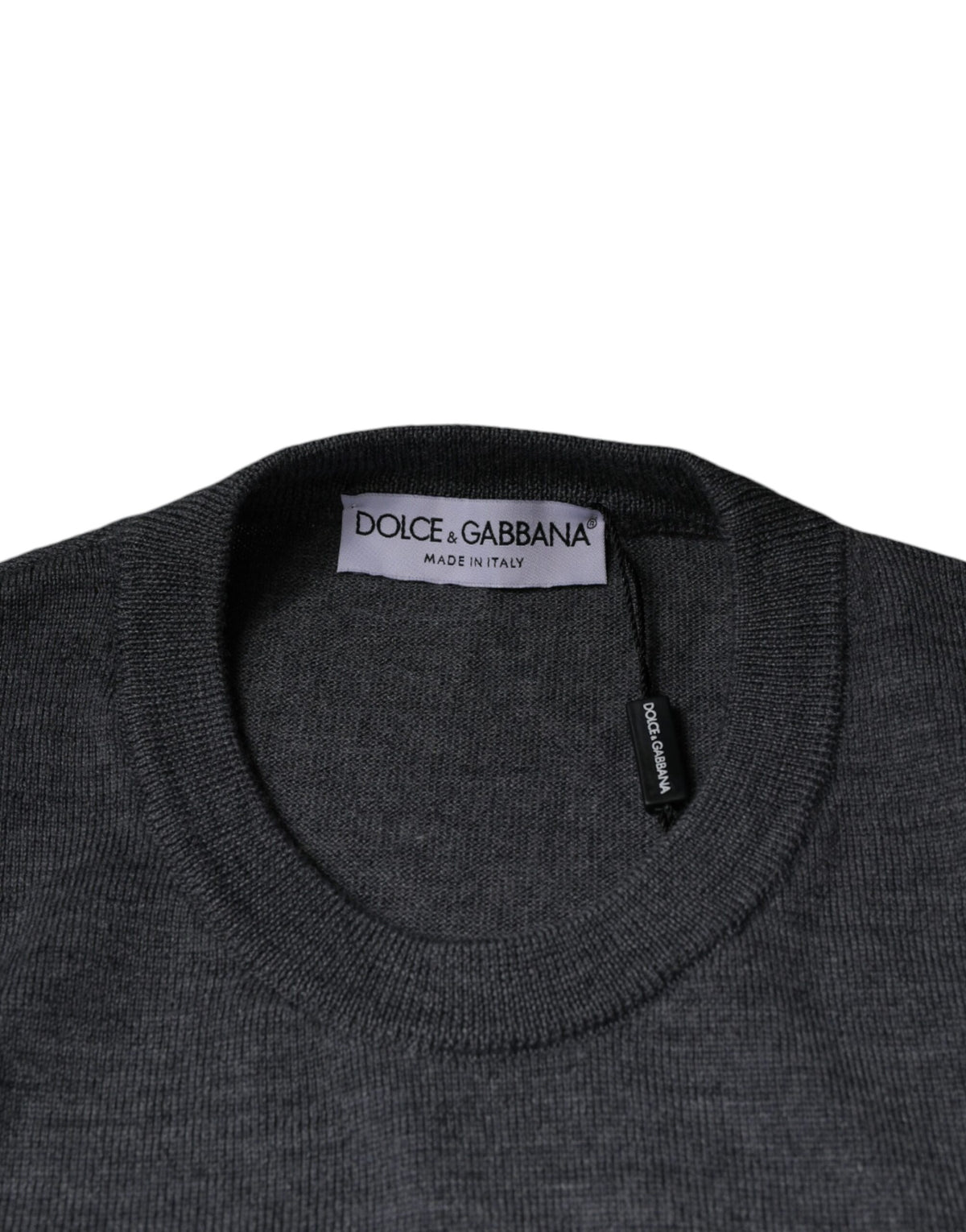 Pull en laine à col rond gris foncé de Dolce &amp; Gabbana